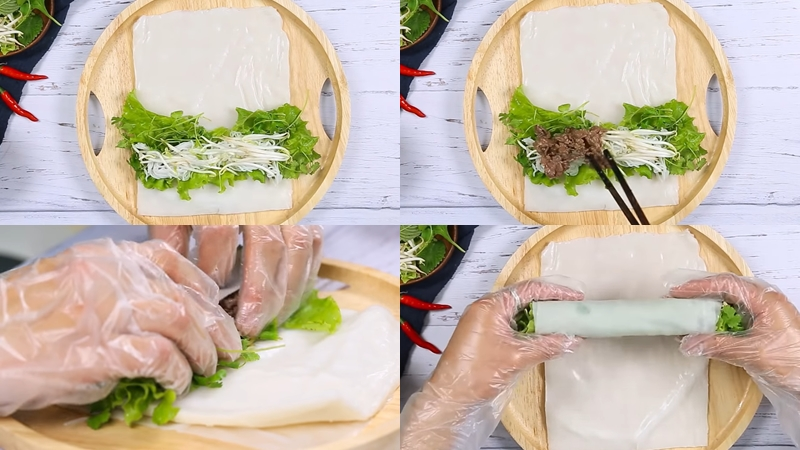 How to make a roll with rice paper