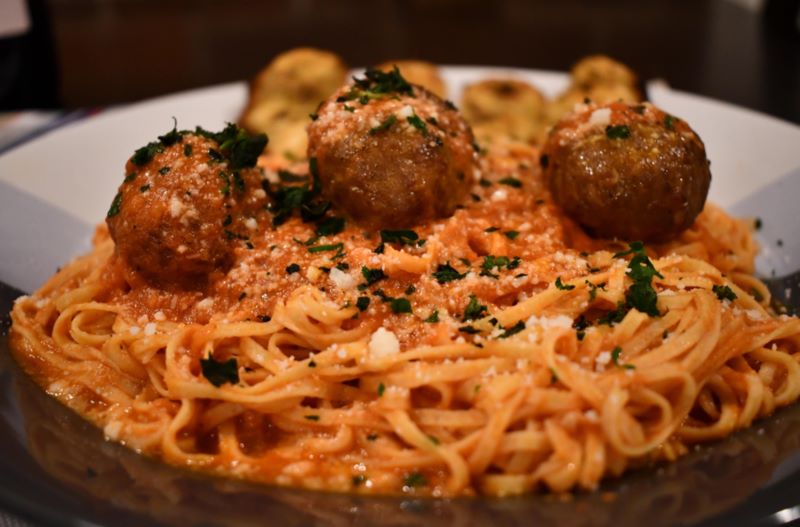 Meatballs in vodka sauce include spaghetti