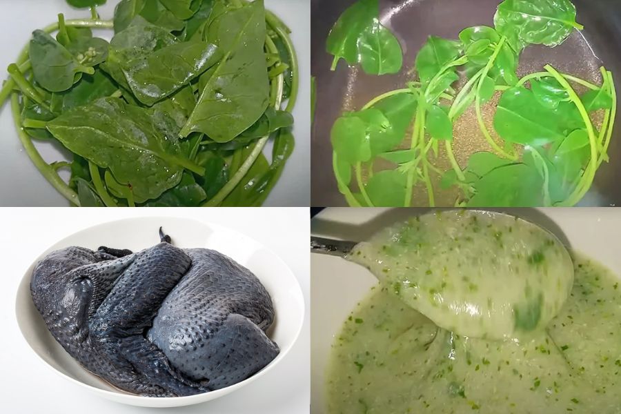 Cách nấu cháo mồng tơi với gà ác