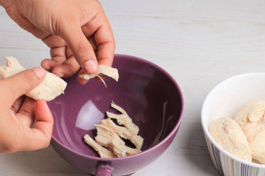 Smooth chicken puree blended with veggies or broth