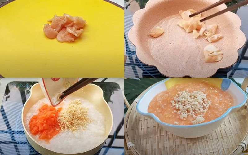 Cháo thịt gà cà rốt bổ sung protein dễ tiêu và vitamin cho bé