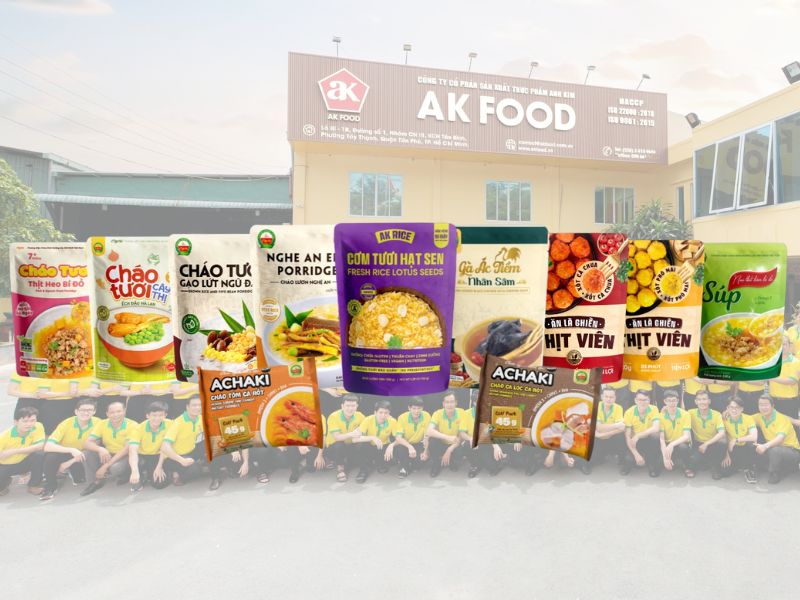 Cháo dinh dưỡng AK Food giàu protein và tryptophan, cung cấp bữa ăn toàn diện, dễ tiêu và tốt cho trẻ em.
