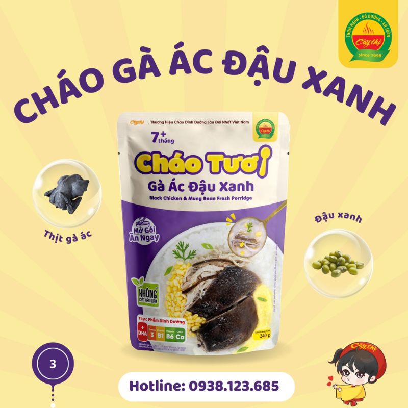 Cháo gà ác đậu xanh là gợi ý hoàn hảo cho câu hỏi buổi sáng nên ăn gì nhờ giàu đạm