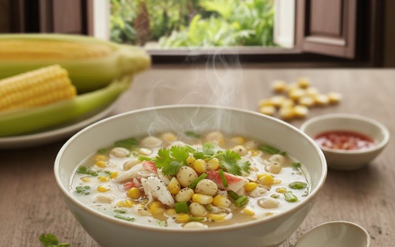 Súp cua hạt sen bắp giàu vitamin và chất xơ, mang vị ngọt tự nhiên và phù hợp cho mọi lứa tuổi.