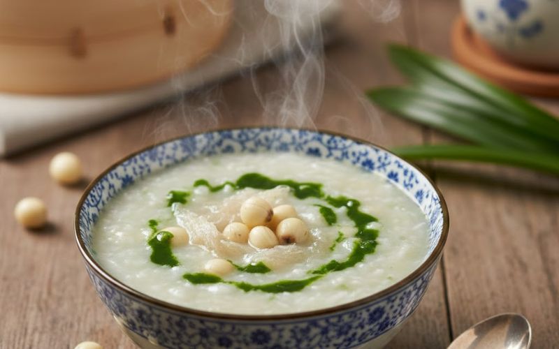 Cháo yến hạt sen lá dứa là món thanh nhiệt cao cấp