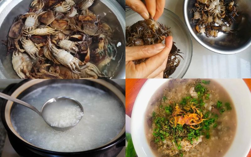 Cháo cua đồng nấm đông cô là món ăn giàu canxi và vitamin D, giúp bé phát triển xương và tăng đề kháng.