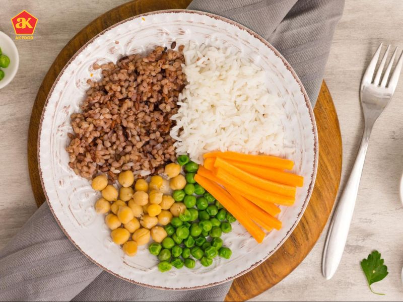 Peanut chickpea rice bowl